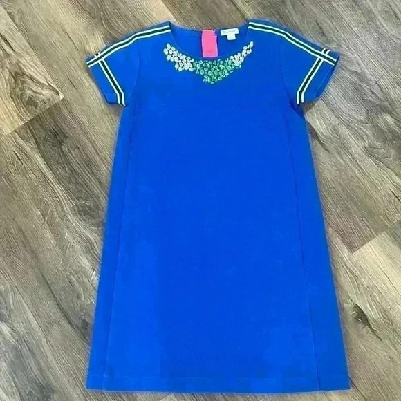 Crewcuts Other - Crewcuts | Jewel Neck T-Shirt Dress Size 14 Girls. Blue w/Clear&Green Jewels